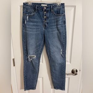 UNPUBLISHED Anthropologie Distressed Button-Fly skinny ankle Jeans Blue boho 29